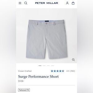 Peter Millar Light Gray Surge Performance Flat Front Shorts